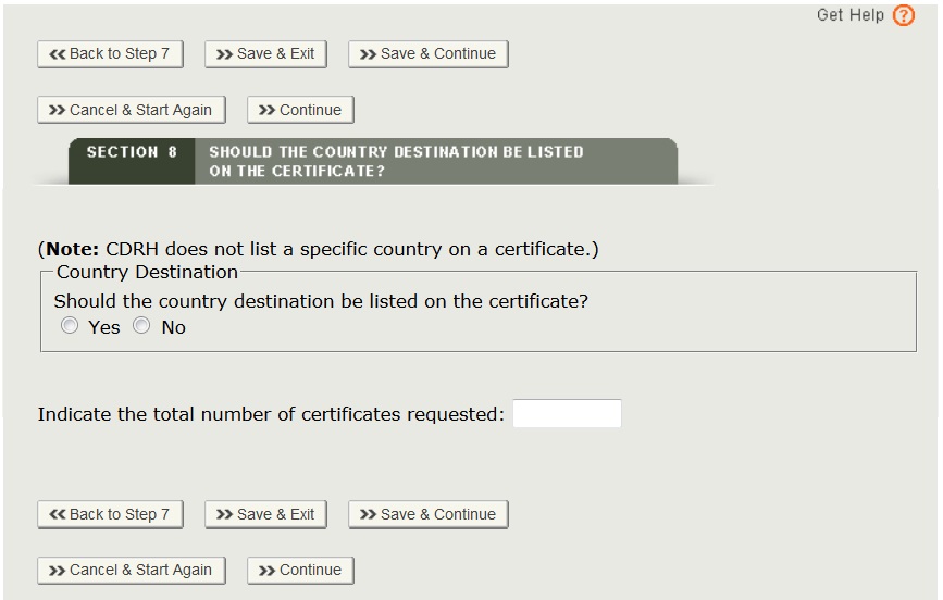  Number of Certificates Requested