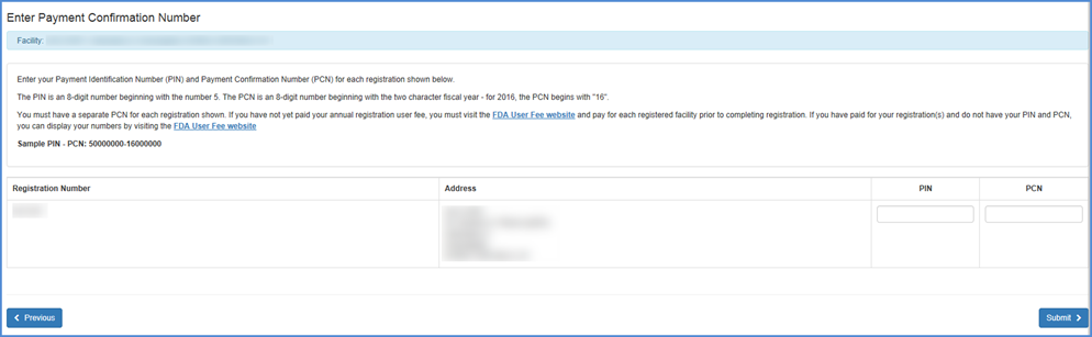 This displays the screen to enter PIN/PCN Information