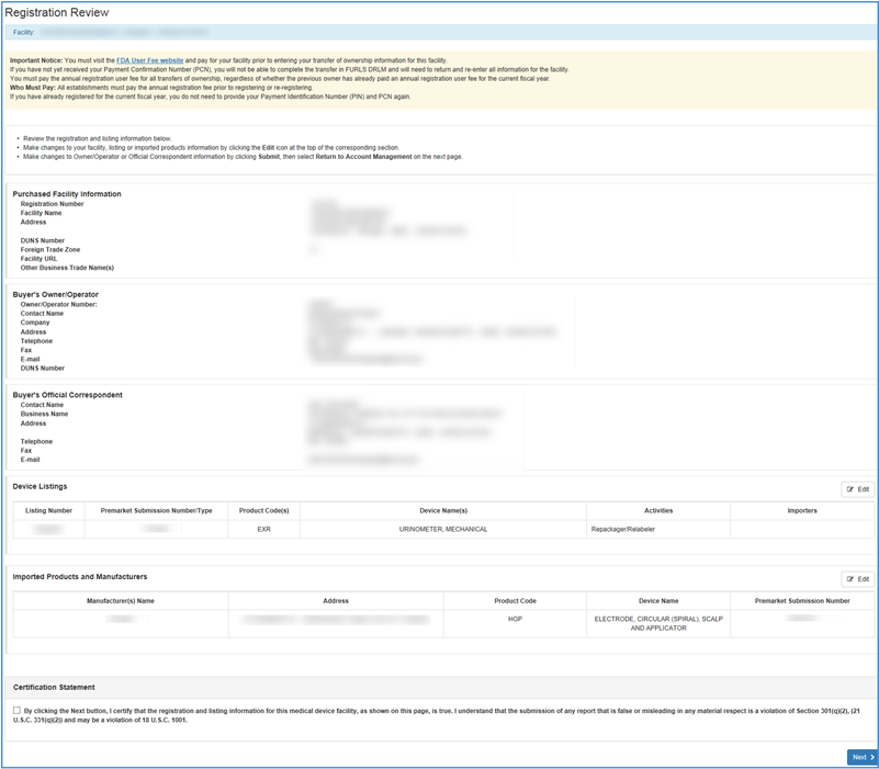 This displays the Review Information screen